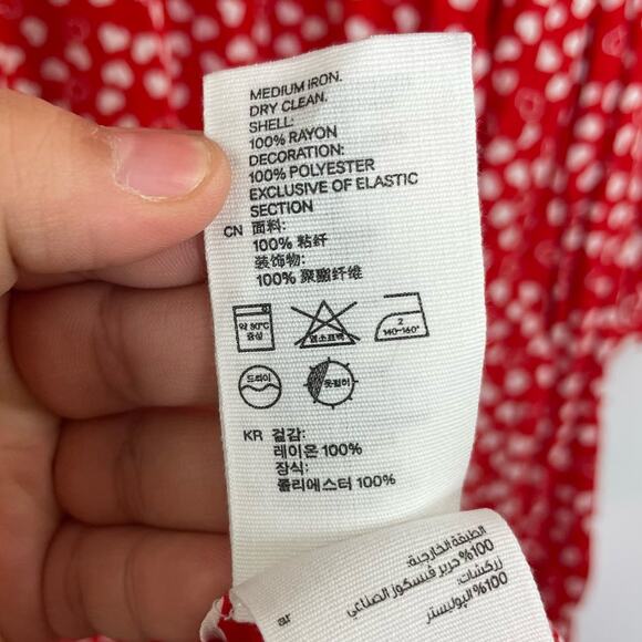 & Other Stories 2 of Hearts red white hearts dress ruffle neck line size 6 - Picture 15 of 16